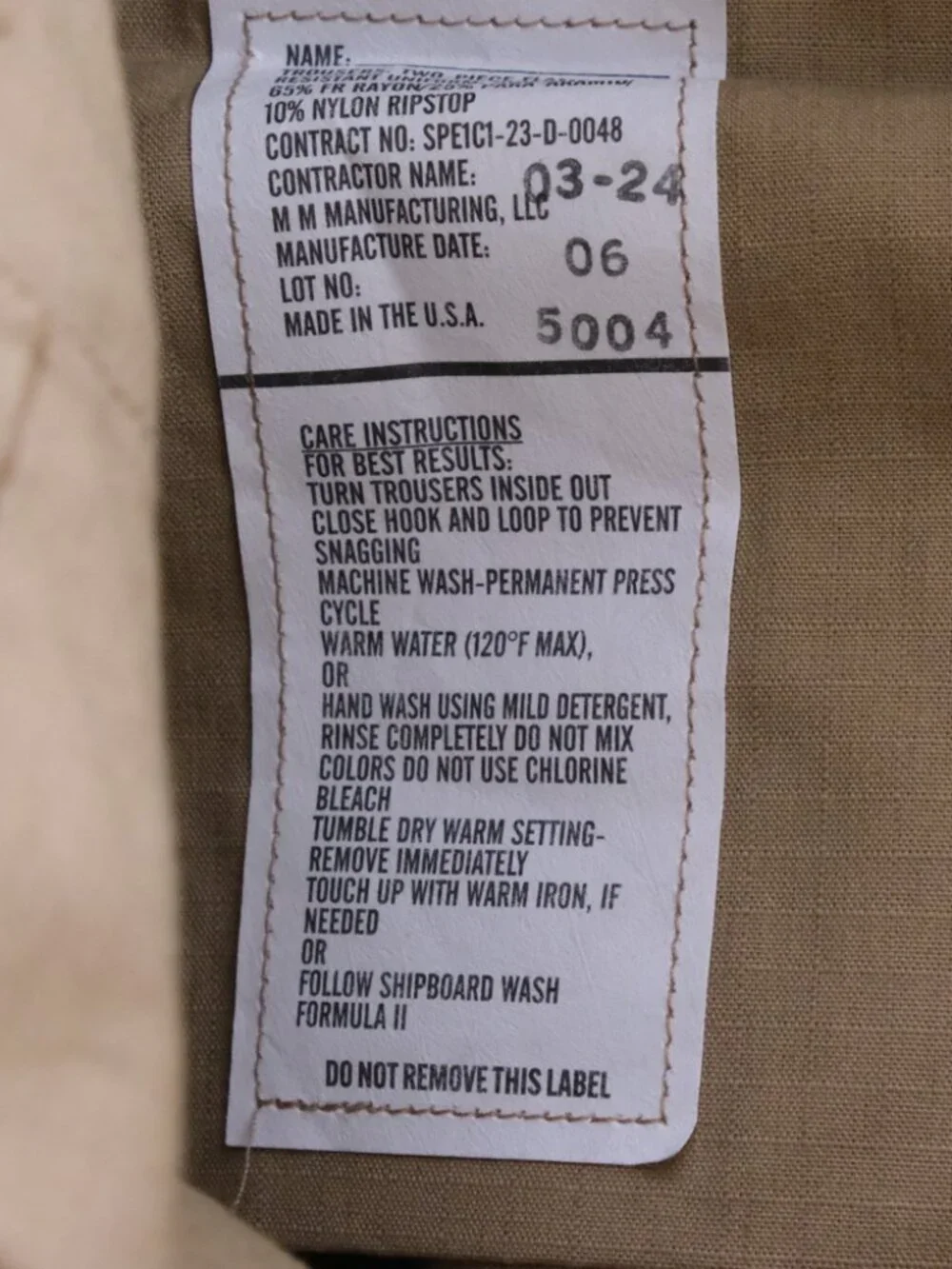 US Navy 2POC Trousers Size 36-Regular Flame-Resistant Class-1 Tan Pants USN Lar